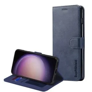 Samsung Galaxy S23 Wallet Case Flip Leather Card Slots Magnetic Stand Cover (Navy Blue)