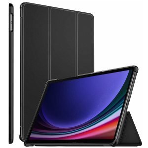 Samsung Galaxy Tab S9 11 Folio Smart Leather Magnetic Stand Case Shockproof Cover (Black)