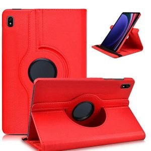 Samsung Galaxy Tab S9 11 Leather Case 360 Degree Rotate Smart Stand Cover (Red)