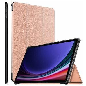 Samsung Galaxy Tab S9 Plus 12.4 Folio Smart Leather Magnetic Stand Case Shockproof Cover (Rose Gold)