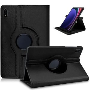 Samsung Galaxy Tab S9 Ultra 14.6 Leather Case 360 Degree Rotate Smart Stand Cover (Black)