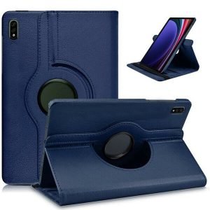 Samsung Galaxy Tab S9 Ultra 14.6 Leather Case 360 Degree Rotate Smart Stand Cover (Blue)