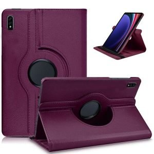 Samsung Galaxy Tab S9 Ultra 14.6 Leather Case 360 Degree Rotate Smart Stand Cover (Purple)