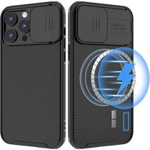 Nillkin For Apple iPhone 14 Pro Max Magsafe CamShield With Camera Protection Case Slim Magnetic Shockproof Cover (Black)