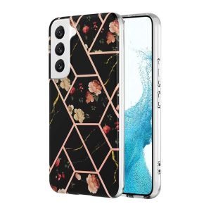 Samsung Galaxy S22 5G Case Hard back Marble Pattern Slim Design Enhanced Camera and Screen Protection Girls and Women Cover (Black)
