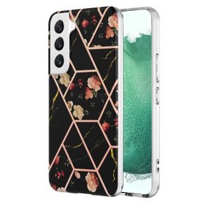 Samsung Galaxy S22 Plus 5G Case Hard back Marble Pattern Slim Design Enhanced Camera and Screen Protection Girls and Women Cover (Black)