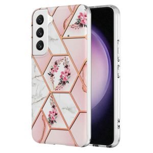 Samsung Galaxy S23 Case Hard back Marble Pattern Slim Design Enhanced Camera and Screen Protection Girls and Women Cover (Pink Flower)