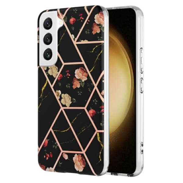 Samsung Galaxy S23 Plus 5G Case Hard back Marble Pattern Slim Design Enhanced Camera and Screen Protection Girls and Women Cover (Black)