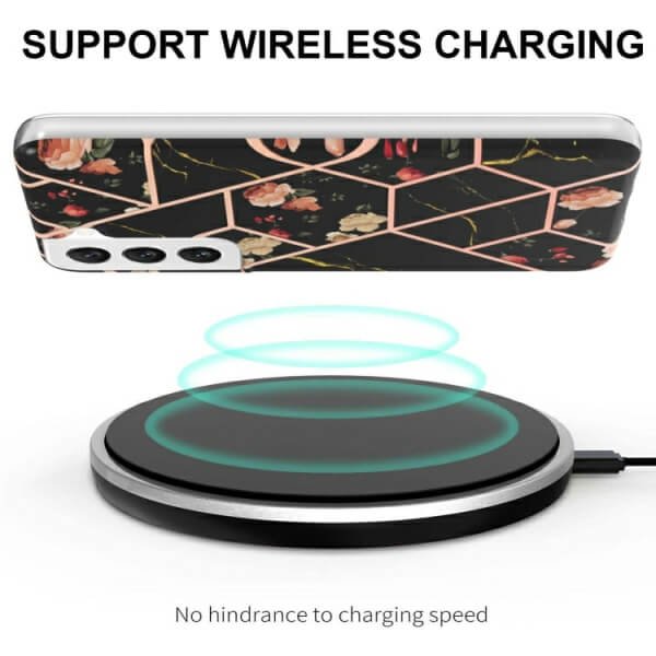 Samsung Galaxy S23 Plus 5G Case Hard back Marble Pattern Slim Design Enhanced Camera and Screen Protection Girls and Women Cover (Black)