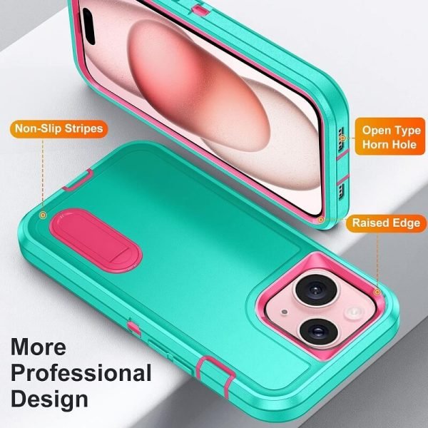 Apple iPhone 15 Case Drop Resistant Defender Tradies Heavy Duty Rugged Shockproof Tough Cover (Green)