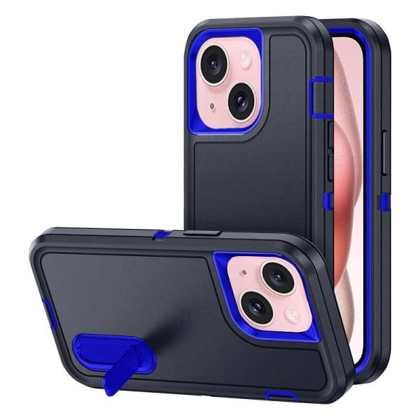 Apple iPhone 15 Case Drop Resistant Defender Tradies Heavy Duty Rugged Shockproof Tough Cover (Navy Blue)