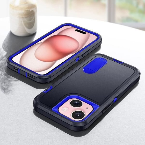 Apple iPhone 15 Case Drop Resistant Defender Tradies Heavy Duty Rugged Shockproof Tough Cover (Navy Blue)