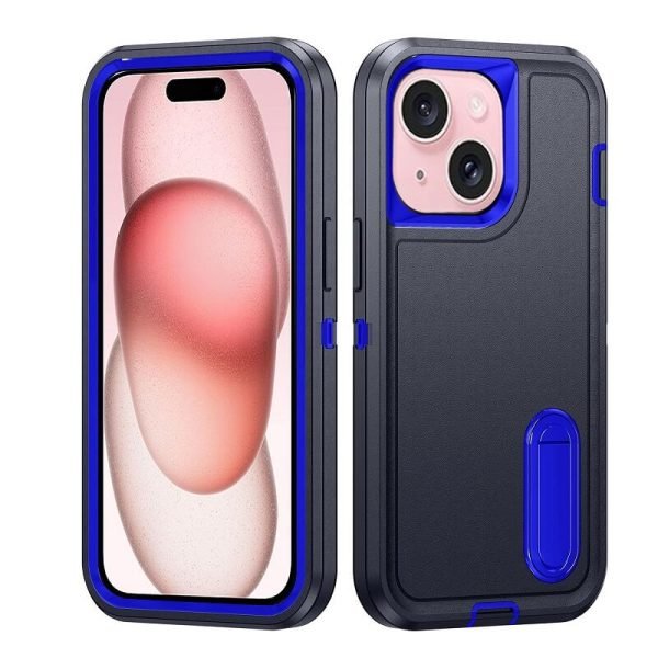 Apple iPhone 15 Case Drop Resistant Defender Tradies Heavy Duty Rugged Shockproof Tough Cover (Navy Blue)