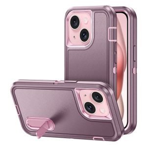 Apple iPhone 15 Case Drop Resistant Defender Tradies Heavy Duty Rugged Shockproof Tough Cover (Purple)