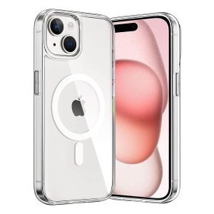 For Apple iPhone 15 MagSafe Magnetic Case with HaloLock Shockproof Military Grade Protection Scratch Resistant Back Clear Protective Cover (Clear)