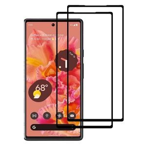 [2 Pack] Google Pixel 6 Full Coverage Tempered Glass Screen Protector Film Guard (Black)
