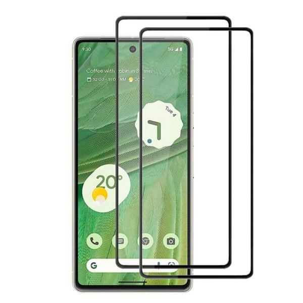 [2 Pack] Google Pixel 7 Full Coverage Tempered Glass Screen Protector Film Guard (Black)