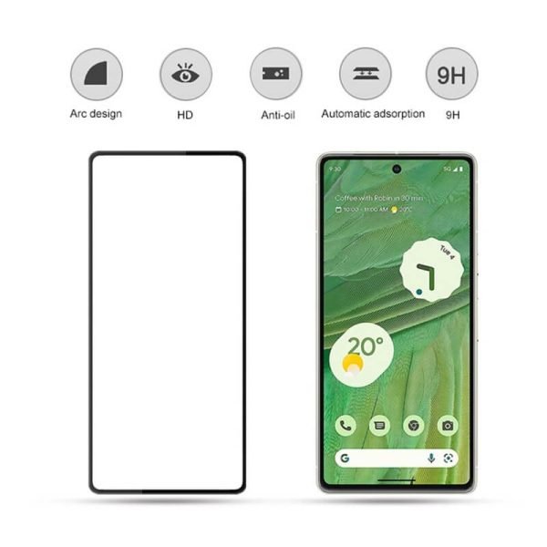 [2 Pack] Google Pixel 7 Full Coverage Tempered Glass Screen Protector Film Guard (Black)
