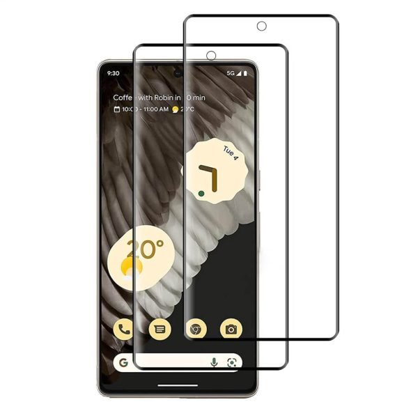 [2 Pack] Google Pixel 7 Pro Full Coverage Tempered Glass Screen Protector Film Guard (Black)