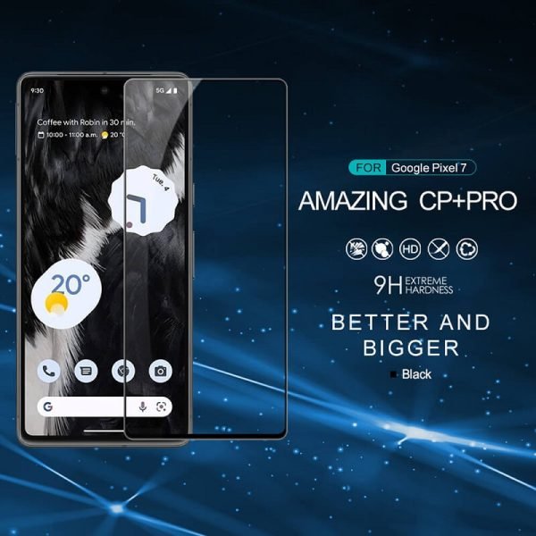 [2 Pack] Google Pixel 7 Pro Full Coverage Tempered Glass Screen Protector Film Guard (Black)