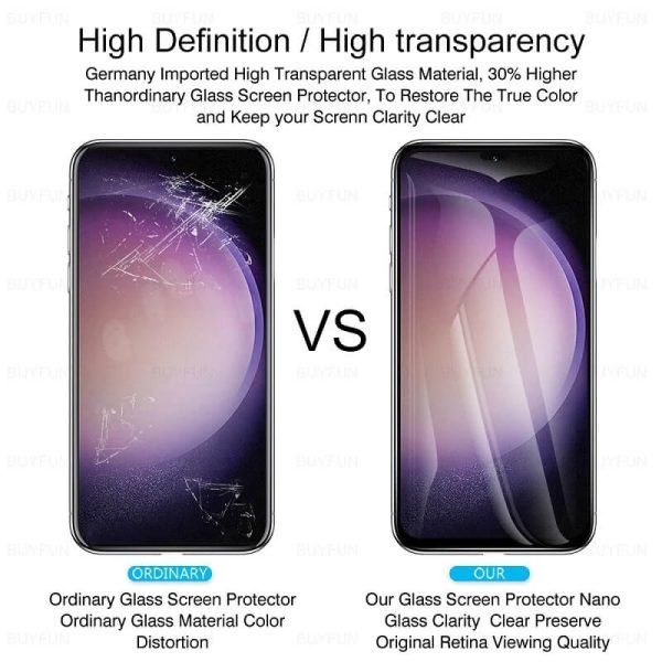 [2 Pack] Samsung Galaxy S23 Full Coverage Tempered Glass Screen Protector Film Guard (Black)