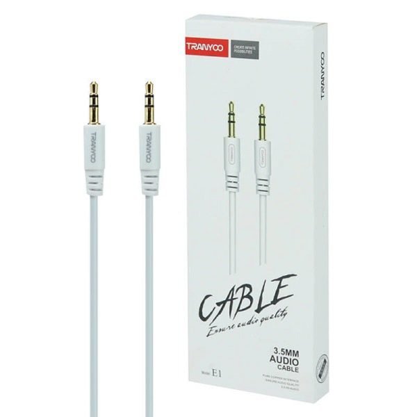 TRANYOO (E1-Aux) 3.5mm high-definition audio pure copper interface Hd Audio Cable (White)