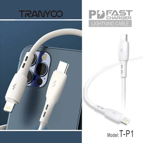 TRANYOO (T-P1) 1M PD 20W Fast Charging Type C to 8 Pin Lightning Cable PD Cable Data Charger Cord For Apple Devices
