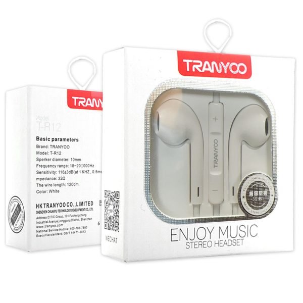 TRANYOO (T-R12) 3.5mm Aux Earphones Wired Earbuds with Microphone, in-Ear Headphones with Mic Built-in Volume Control