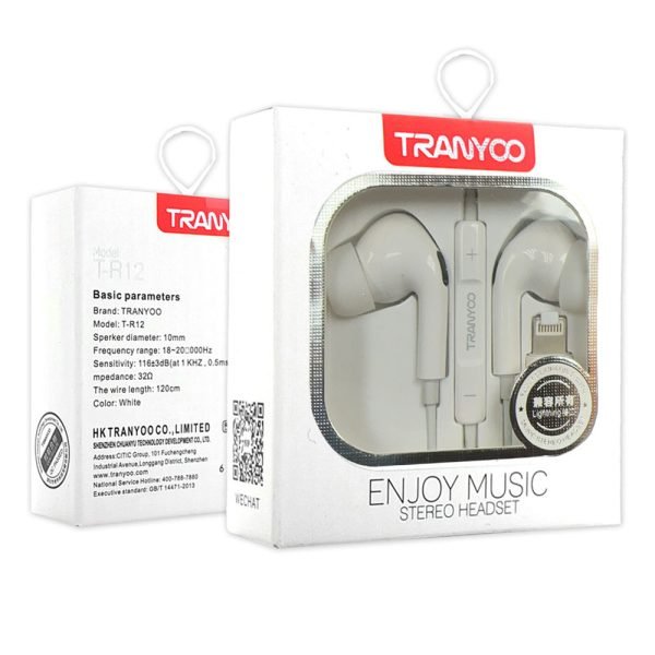 TRANYOO (T-R17) Lightning Earphones Apple Earbuds Lightning Connector(Built-in Microphone & Volume Control) Compatible with iPhone All Model