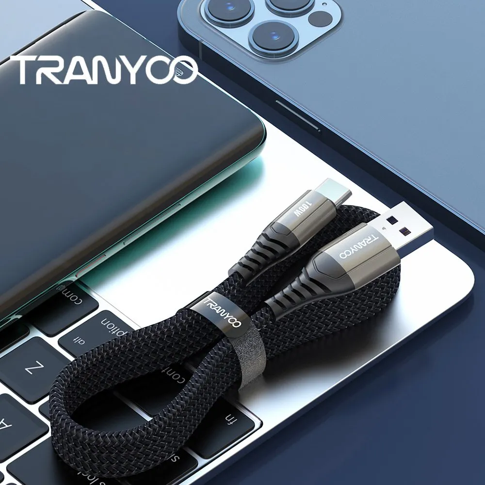 TRANYOO (T-S16C PRO) 2M 6A 100W USB Type C Cable Fast Charging Charger Data Sync Cable Cord
