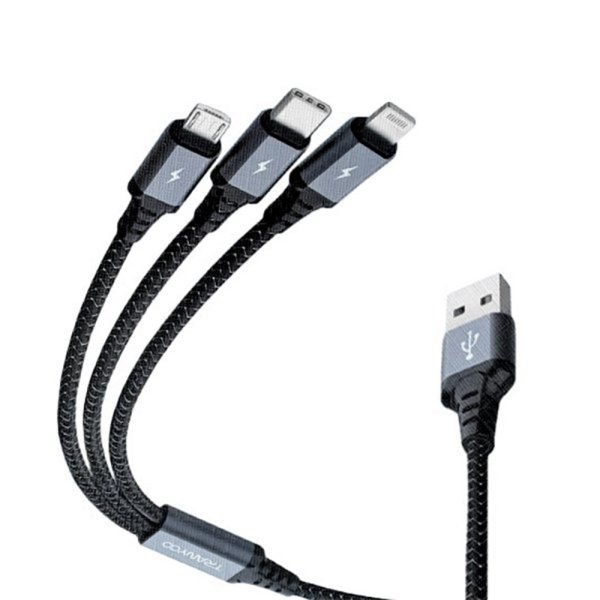 TRANYOO (T-XS6) 1.2M 3 in 1 Fast Charging Braided Multi Charger Cable