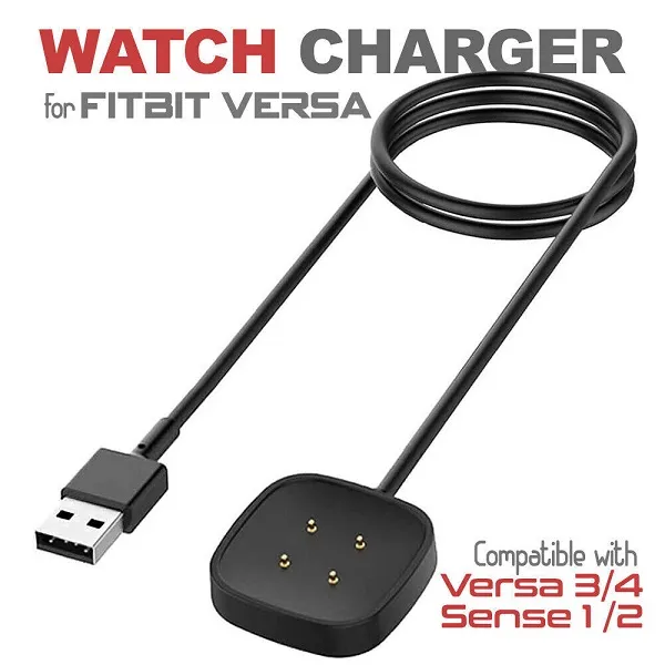 1M Charging Cable Compatible with Fitbit Versa 4Versa 3Sense 2Sense Smartwatch, Magnetic Portable USB Charger Cable