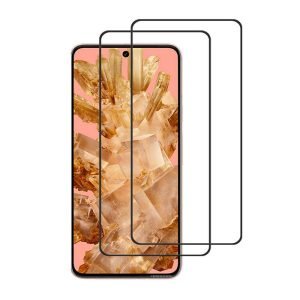 [2 Pack] Google Pixel 8 Full Coverage Tempered Glass Screen Protector Film Guard (Black) (Copy)