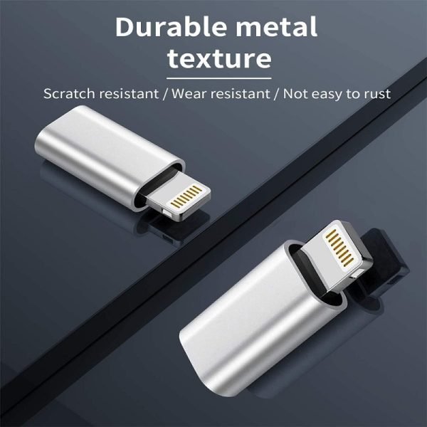 2x USB Type C Female to Lightning Male Adapter Charger Adaptor Charging Converter for Apple iPhone 15 14 13 12 11 Pro Max (Silver)