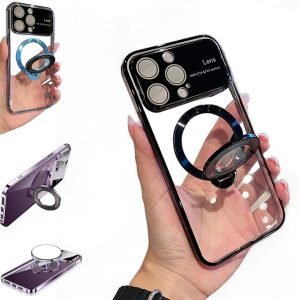 Apple iPhone 15 Black Colorful Magnetic Magsafe Rugged Case Cover, Screen Protector, Wallet Leather Flip Stand Cover, Charging Cable & Adapter.