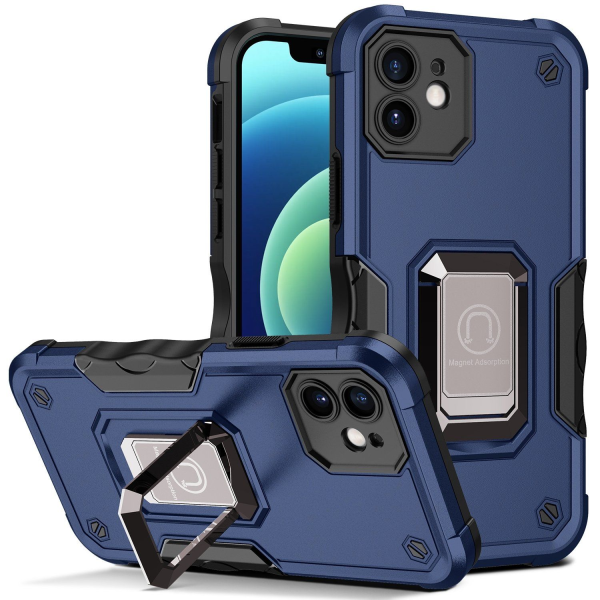 For Apple iPhone 11 Magnetic Ring Rugged Shockproof Case Heavy Duty Protective Case (Blue)