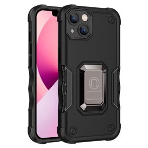 For Apple iPhone 14 Magnetic Ring Rugged Shockproof Case Heavy Duty Protective Case (Black)