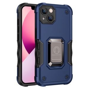 For Apple iPhone 14 Magnetic Ring Rugged Shockproof Case Heavy Duty Protective Case (Blue)
