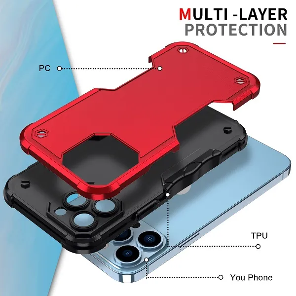 For Apple iPhone 14 Pro Magnetic Ring Rugged Shockproof Case Heavy Duty Protective Case (Black)