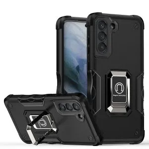 For Samsung Galaxy S21 FE Magnetic Ring Rugged Shockproof Case Heavy Duty Protective Case - Black