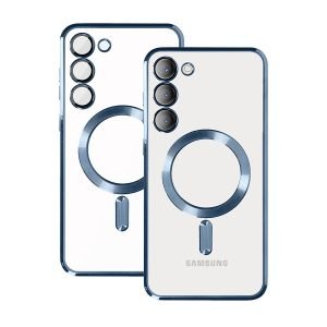 For Samsung Galaxy S23 MagSafe Magnetic Cover with HaloLock Shockproof Clear Protective Case (Blue)