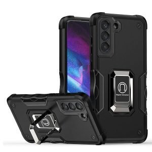 For Samsung Galaxy S23 Magnetic Ring Rugged Shockproof Case Heavy Duty Protective Case (Black)