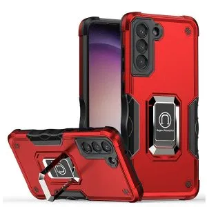 For Samsung Galaxy S23 Magnetic Ring Rugged Shockproof Case Heavy Duty Protective Case (Red)