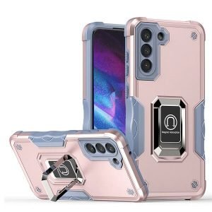 For Samsung Galaxy S23 Magnetic Ring Rugged Shockproof Case Heavy Duty Protective Case (Rose Gold)