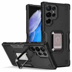 For Samsung Galaxy S23 Ultra Magnetic Ring Rugged Shockproof Case Heavy Duty Protective Case - Black