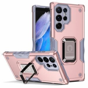 For Samsung Galaxy S23 Ultra Magnetic Ring Rugged Shockproof Case Heavy Duty Protective Case - Rose Gold