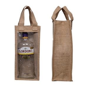Jute Travel Premium Handle Wine Bag For Shopping & Travel - Single