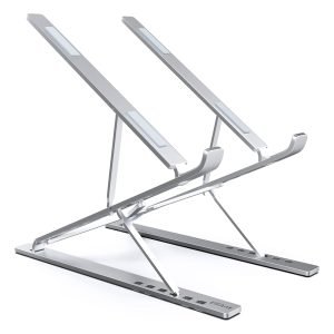 For Adjustable Aluminium Laptop Stand Computer Desk Stand Foldable Notebook Tab Universal (Silver)