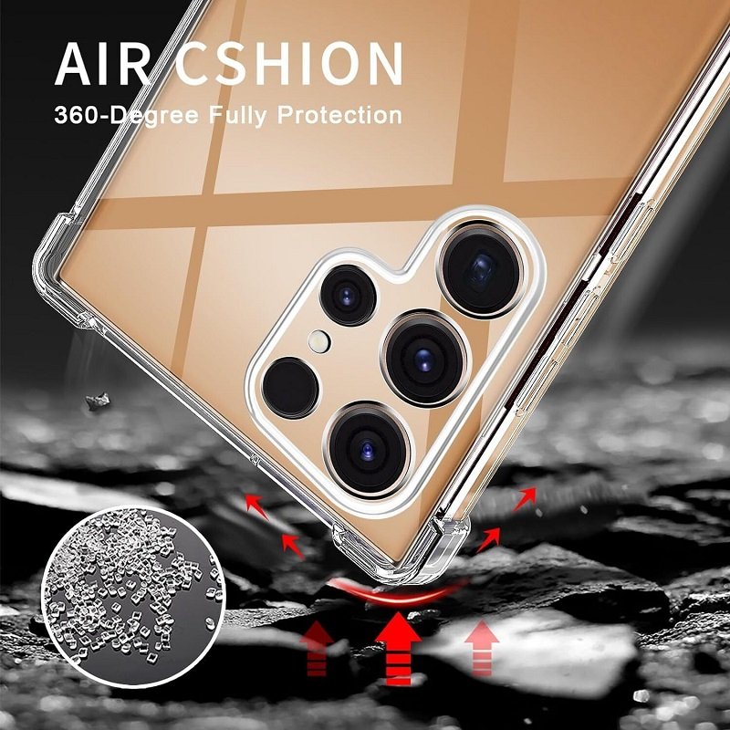 For Samsung Galaxy S24 Ultra Clear Case Heavy Duty Transparent TPU Bumper Shockproof Case Cover