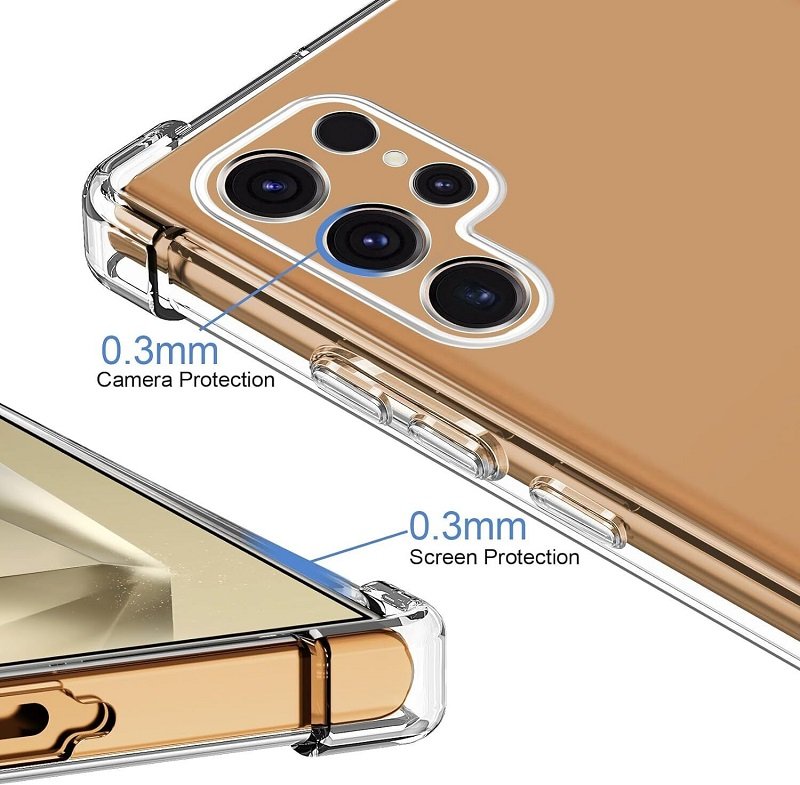 For Samsung Galaxy S24 Ultra Clear Case Heavy Duty Transparent TPU Bumper Shockproof Case Cover